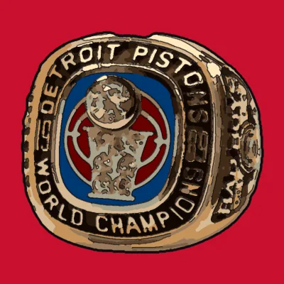 Drawing of the Detroit Pistons championship ring, 1988-89